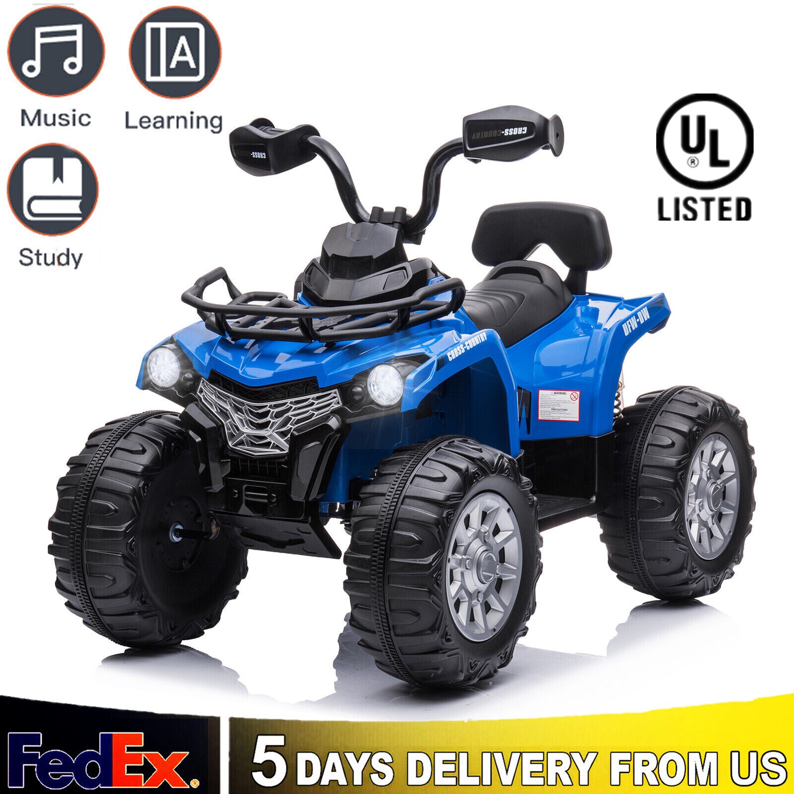 12V Kids Electric Ride-On ATV 4-Wheeler Quad Car Toy with MP3 and Headlights Trend Times 12
