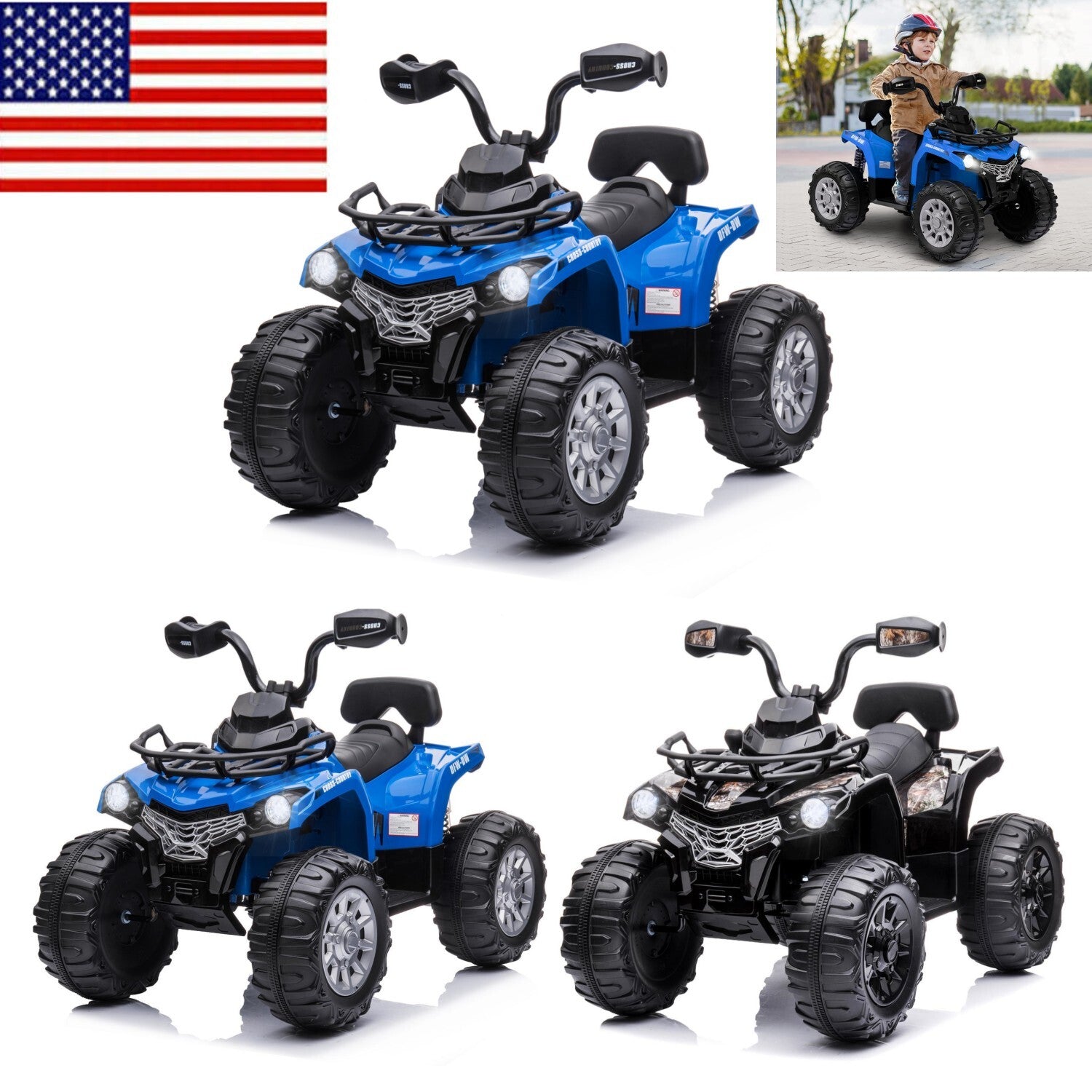 12V Kids Electric Ride-On ATV 4-Wheeler Quad Toy Car with 2 Speeds, Headlights, and MP3 Player Trend Times 1