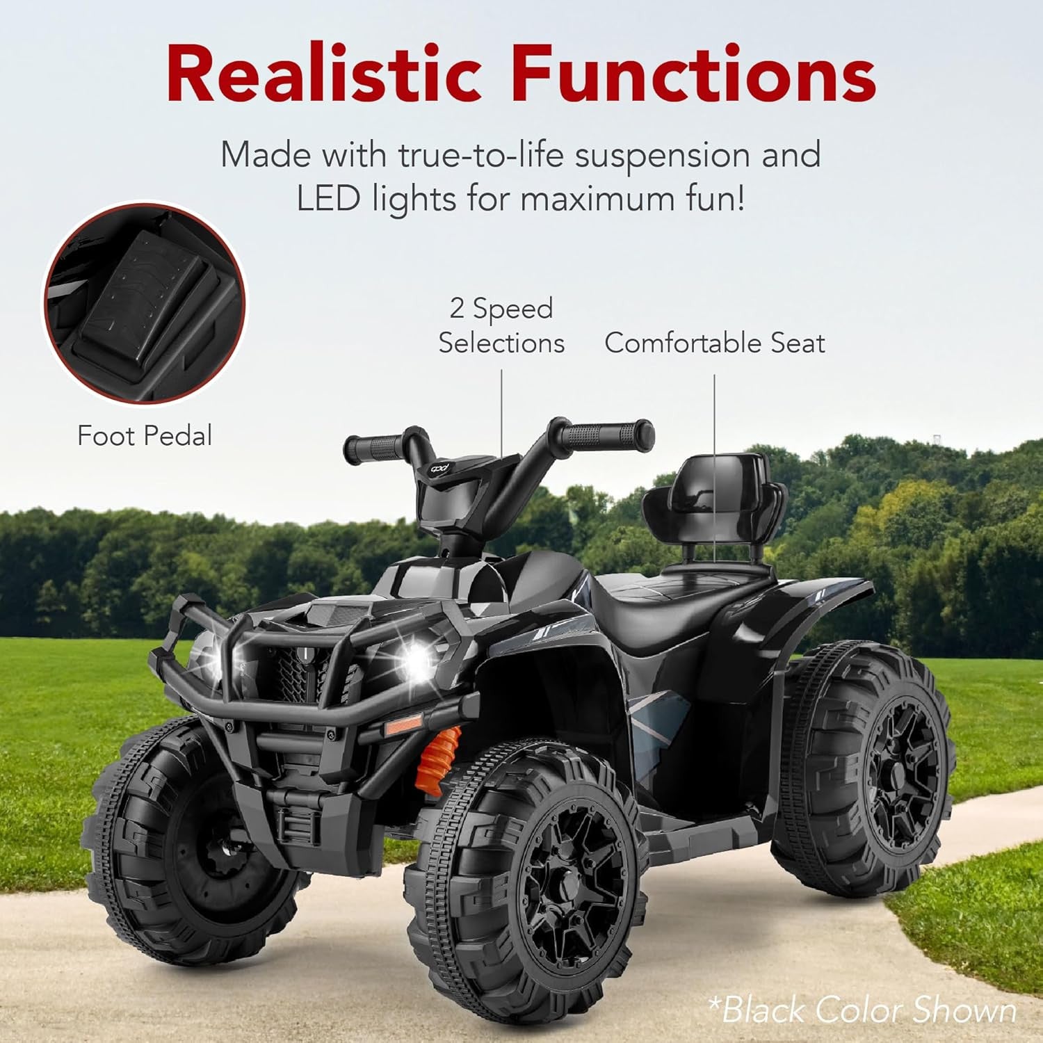 12V Kids Electric Ride-On 4 Wheeler ATV Quad Car Toy with Bluetooth Audio, 2.4 MPH Trend Times 3