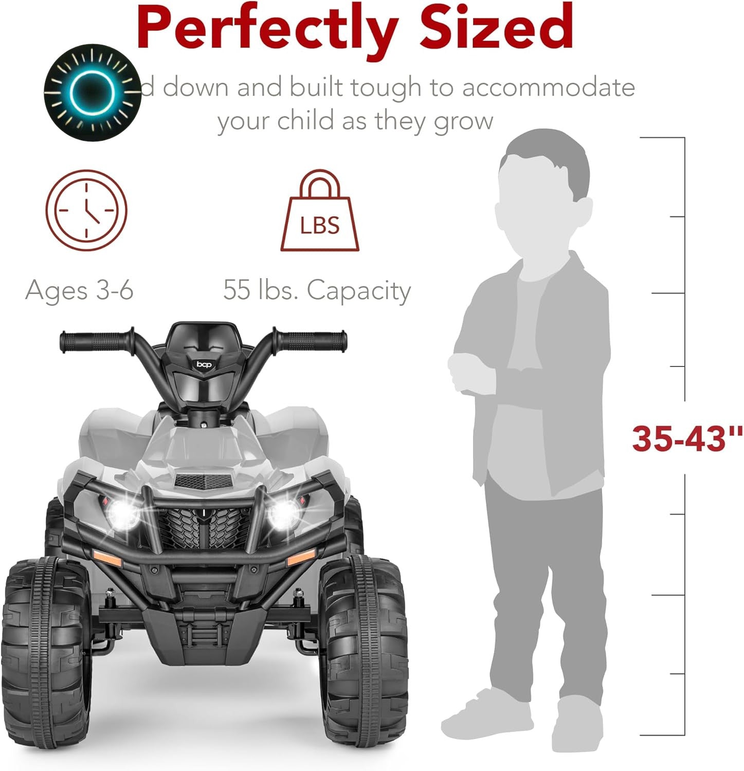 12V Kids Electric Ride-On ATV 4-Wheeler Quad Car Toy with Bluetooth Audio and 2.4 MPH Speed Trend Times 5