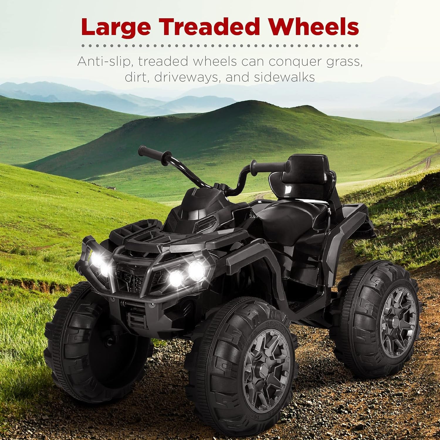 12V Kids Electric Ride-On ATV 4-Wheeler Quad Car Toy with Bluetooth Audio 3.7 MPH Trend Times 2