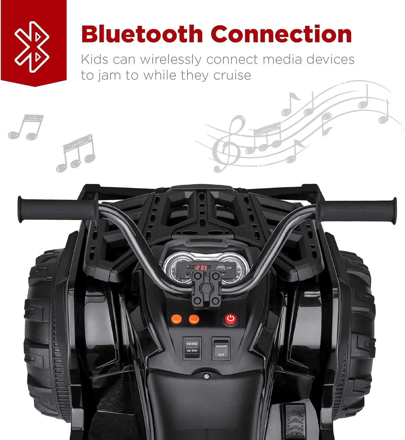 12V Kids Electric Ride-On ATV 4-Wheeler Quad Car Toy with Bluetooth Audio 3.7 MPH Trend Times 3