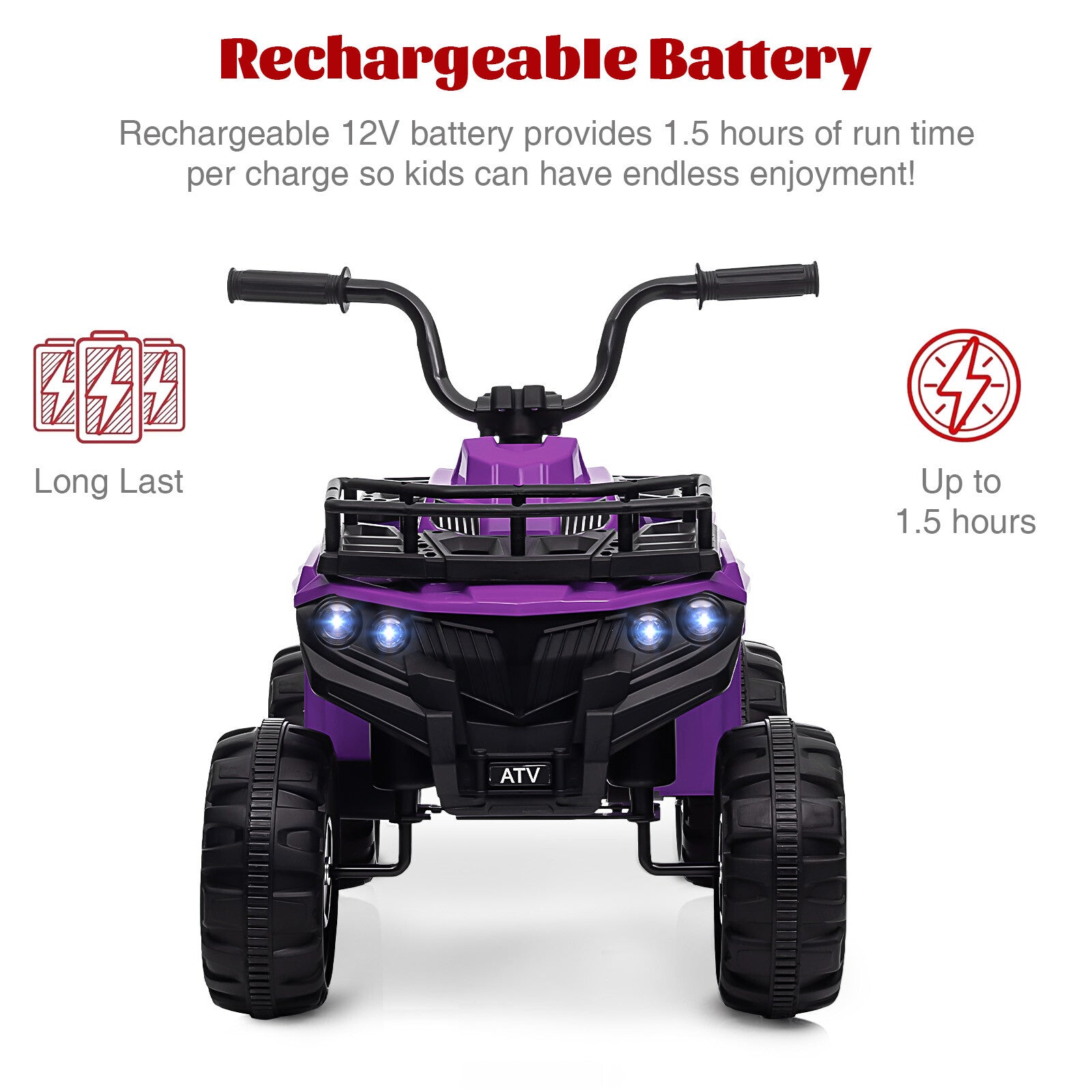 12V Kids Electric Ride-On ATV with Adjustable High and Low Speed Toy Car Trend Times 17