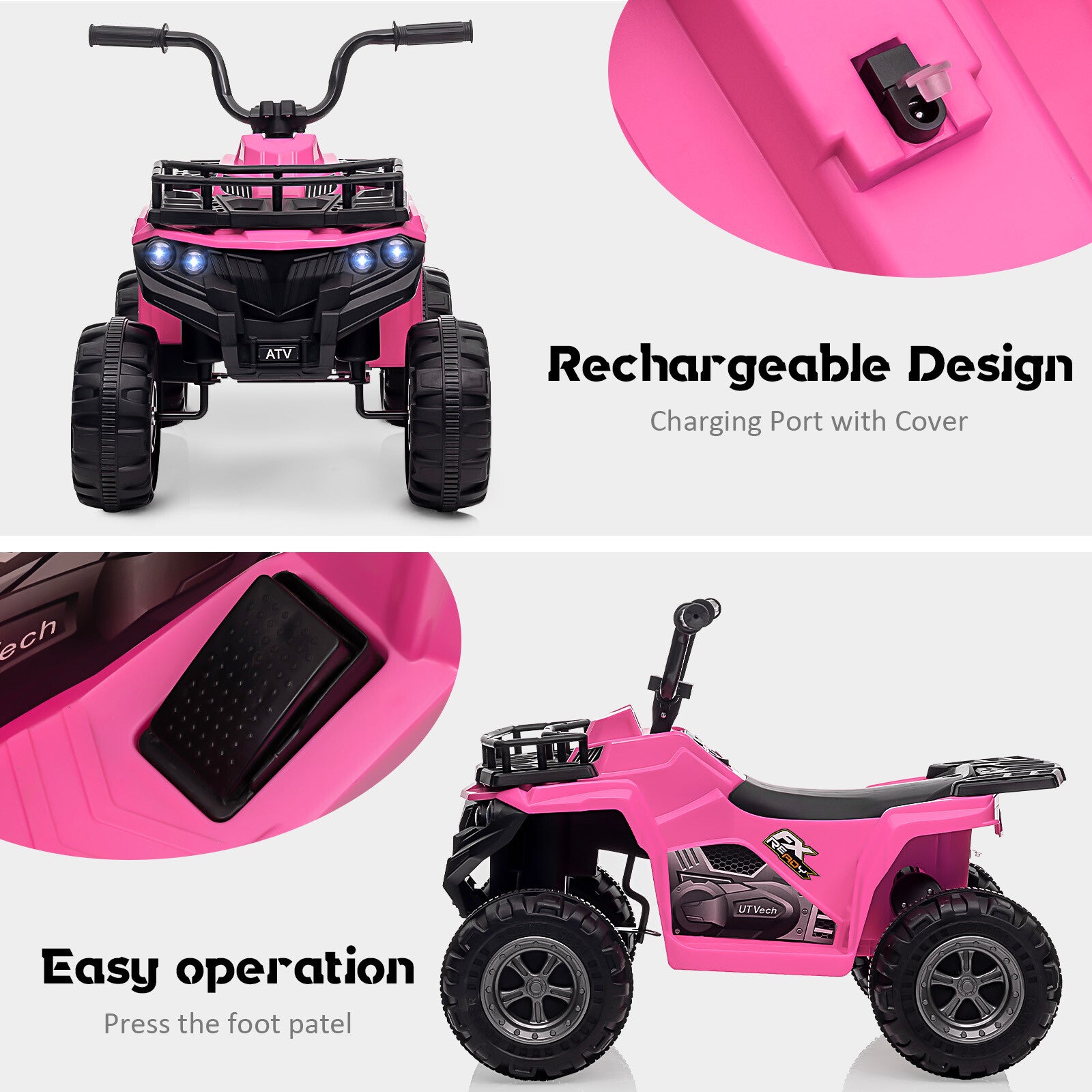 12V Kids Electric Ride-On ATV with Adjustable High and Low Speed Toy Car Trend Times 9