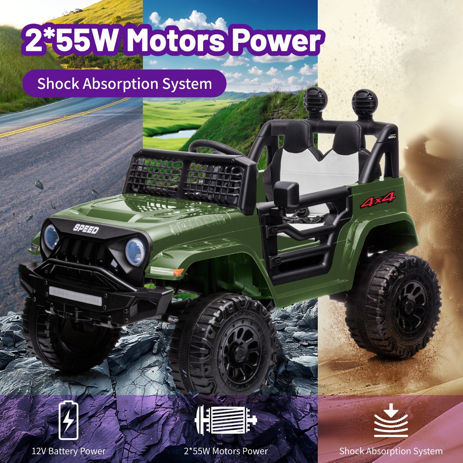12V Kids Electric Ride-On Car with Battery Power, Remote Control, and Bluetooth Wheel Toy Trend Times 4