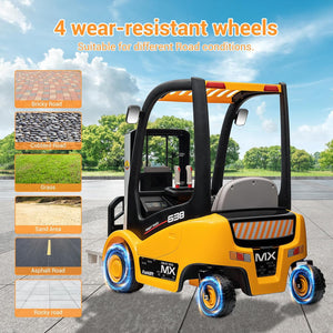 12V Kids Electric Ride-On Forklift Car with Liftable Fork and Remote Control Yellow Trend Times 2