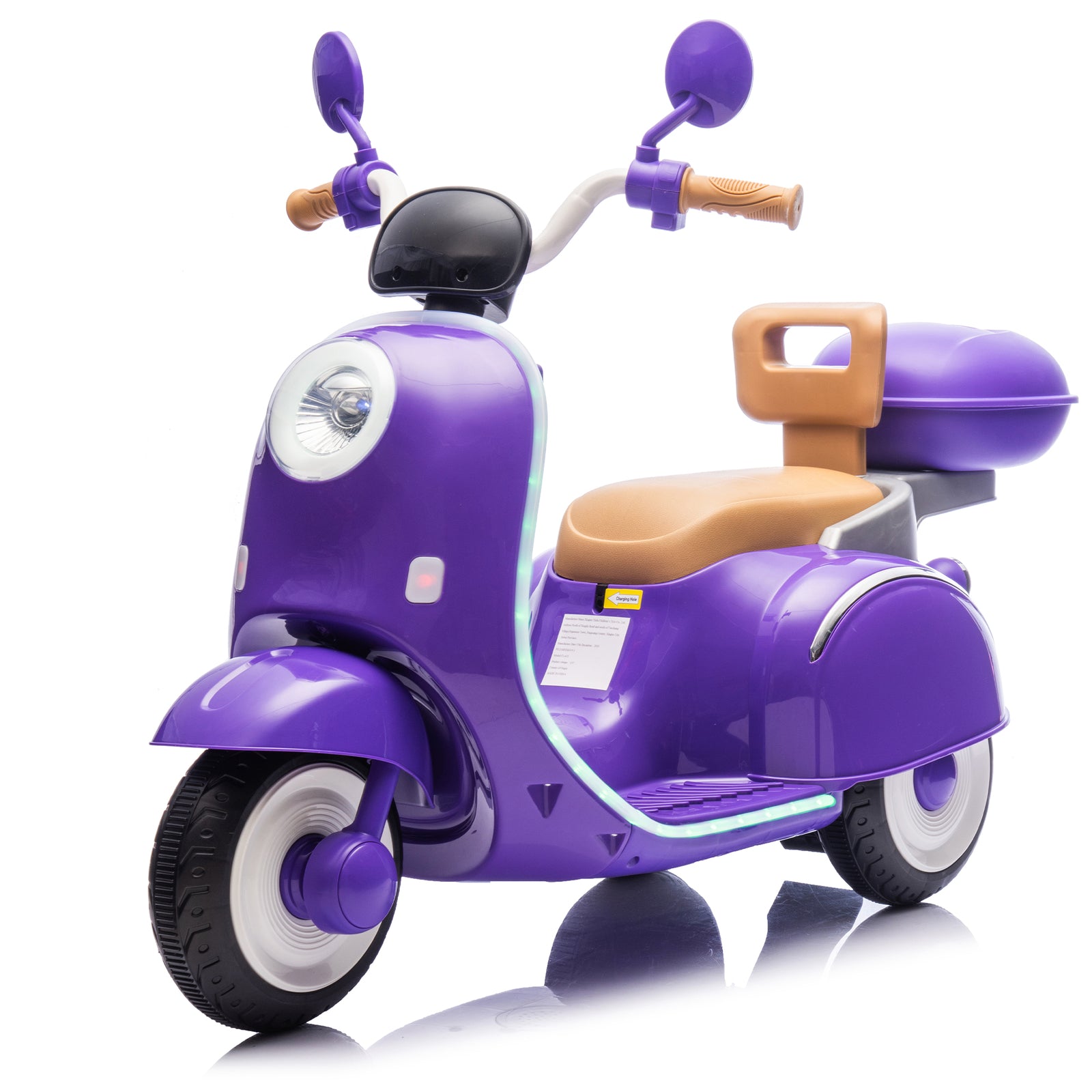 12V Kids Electric Ride-On Moped Motorcycle with Bluetooth and Power Display Trend Times 0