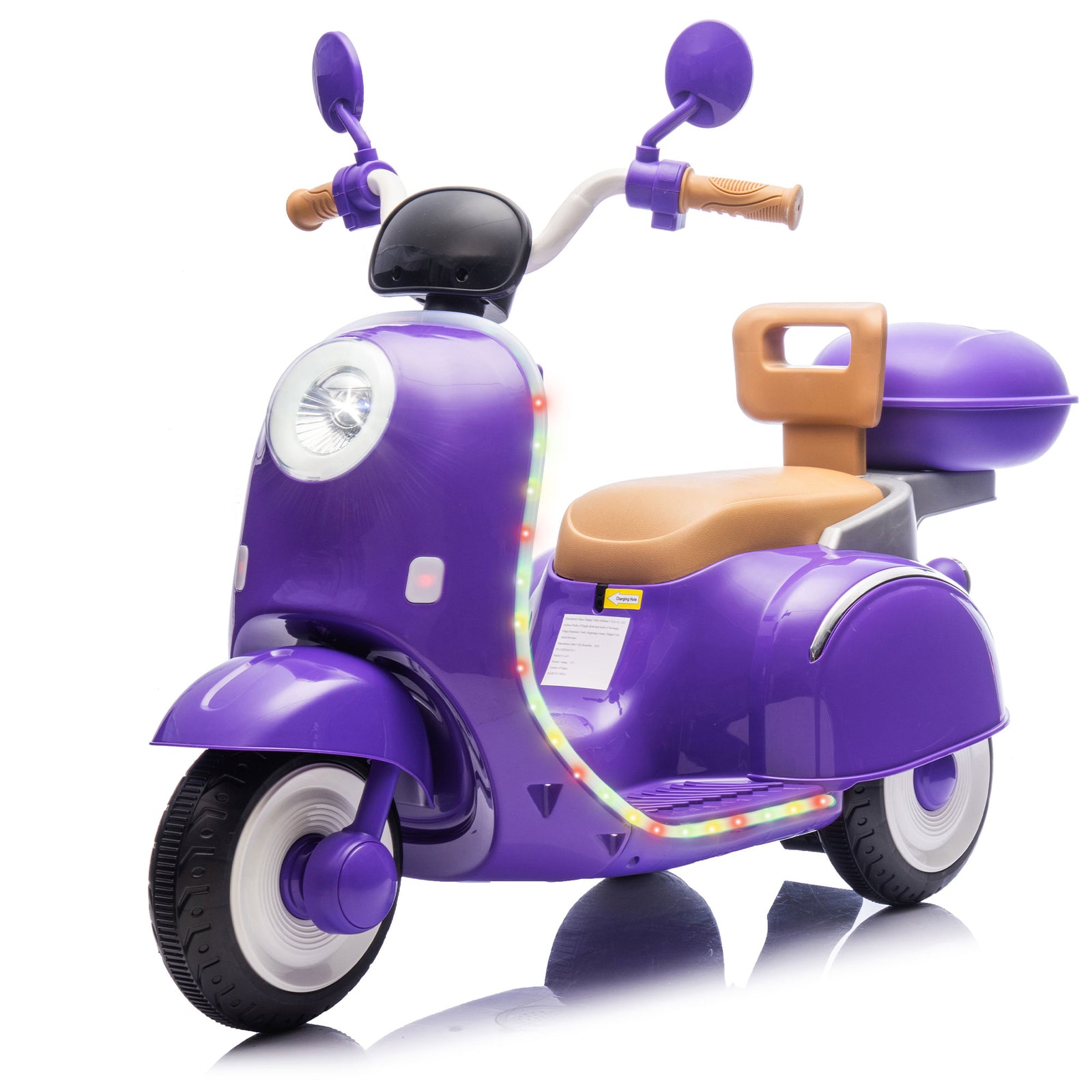 12V Kids Electric Ride-On Moped Motorcycle with Bluetooth and Power Display Trend Times 14