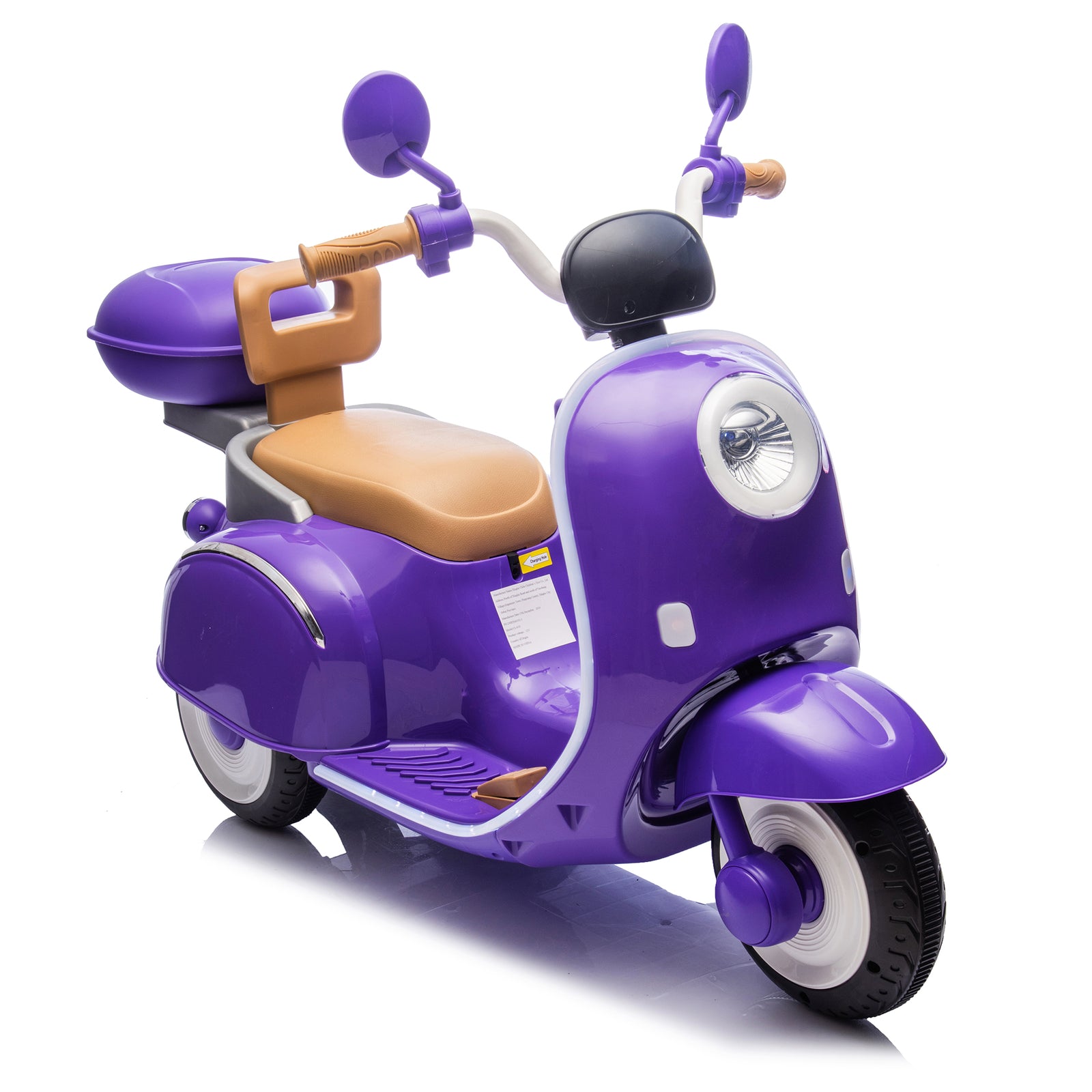 12V Kids Electric Ride-On Moped Motorcycle with Bluetooth and Power Display Trend Times 3