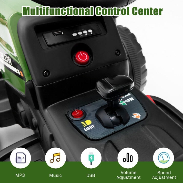 12V Kids Electric Ride-On Tractor with Detachable Trailer and Safety Belt Trend Times 8
