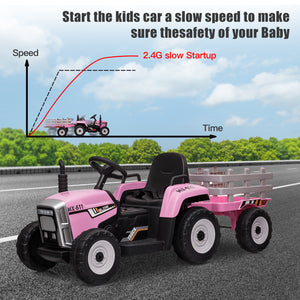 12V Kids Electric Ride-On Tractor with Trailer MP3 Player and LED Lights Trend Times 4