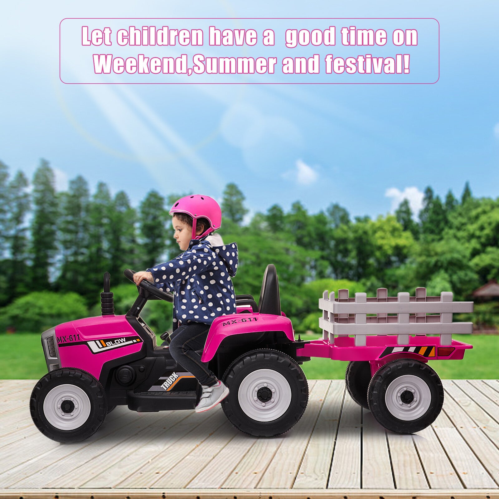 12V Kids Electric Ride-On Tractor with Trailer, Remote Control, MP3 Player, and LED Lights Trend Times 0