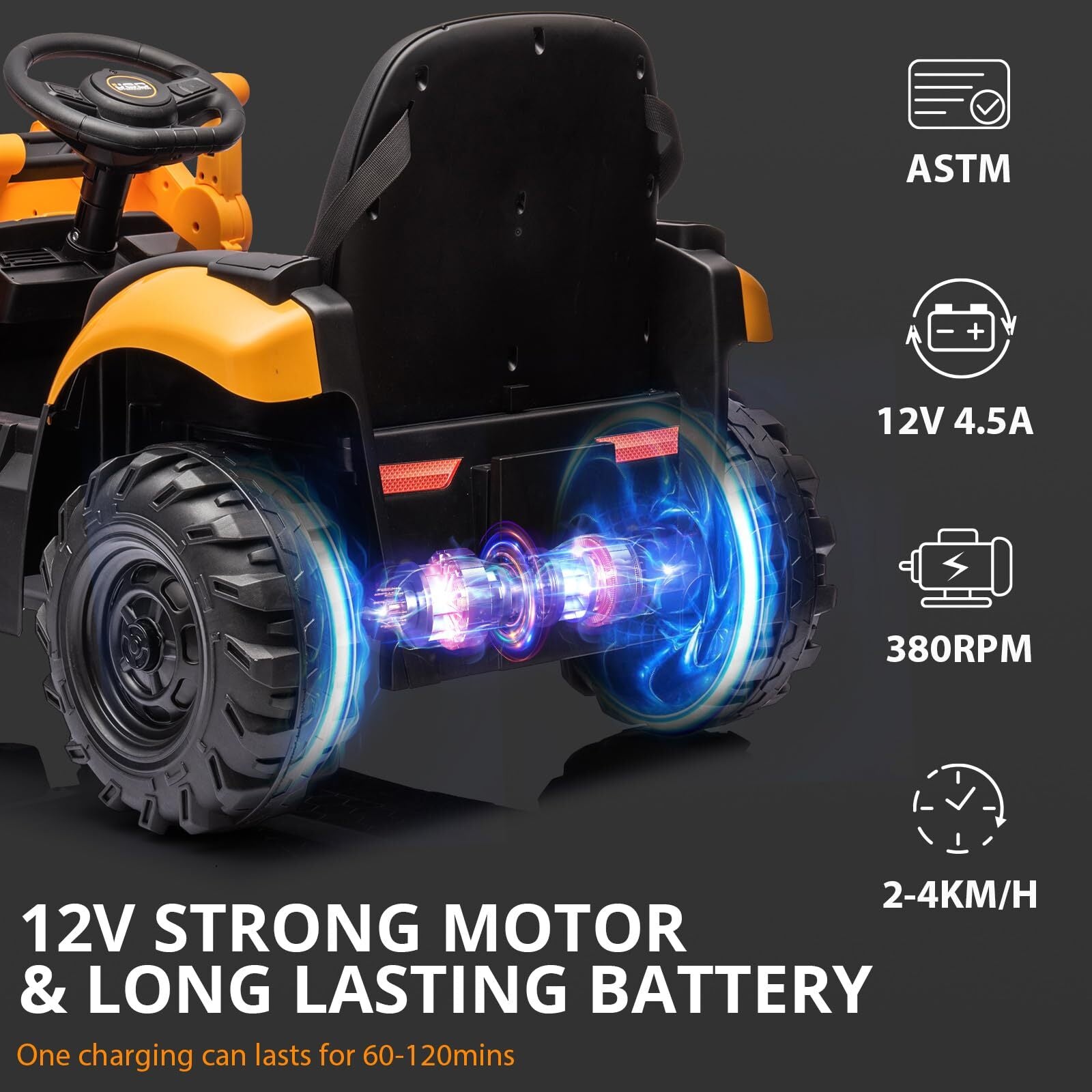 12V Kids Electric Ride-On Vehicle 4-in-1 Excavator and Bulldozer with Remote Control Trend Times 2