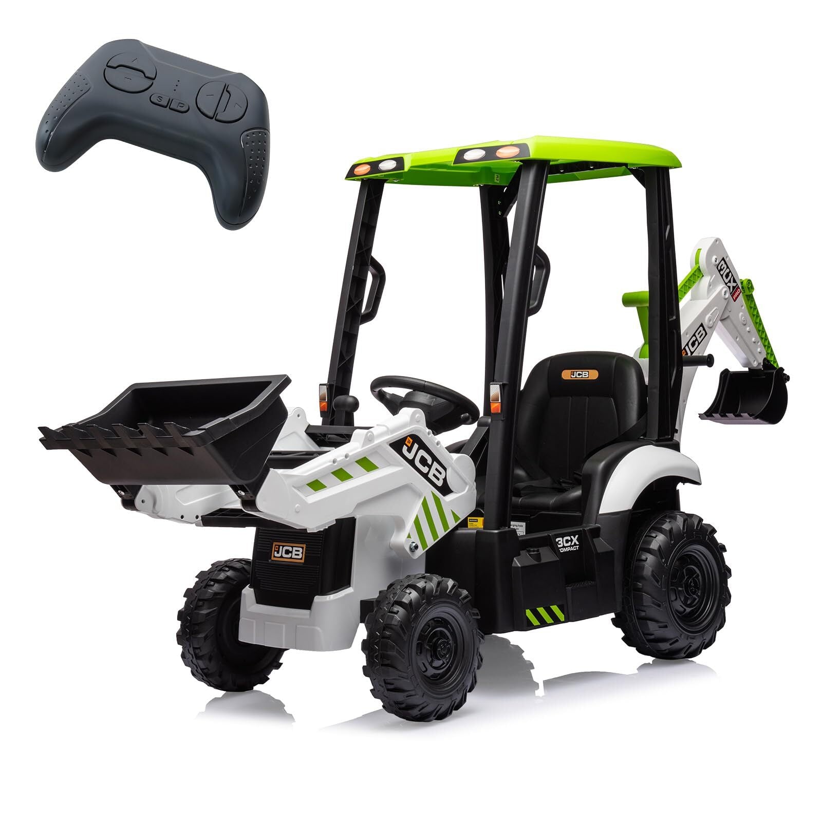 12V Kids Ride-On Excavator and Bulldozer with Remote Control Front Loader Digger Toy Trend Times 1