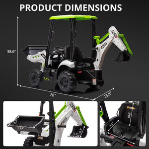 12V Kids Ride-On Excavator and Bulldozer with Remote Control Front Loader Digger Toy Trend Times 4