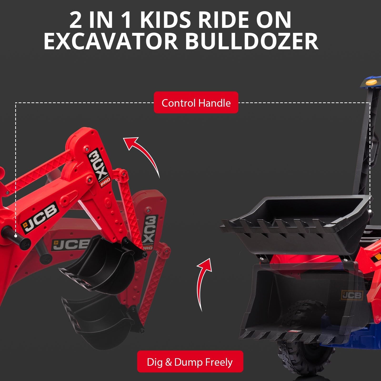 12V Kids Ride-On Excavator and Bulldozer with Remote Control, Front Loader, Digger, and Horn Trend Times 2