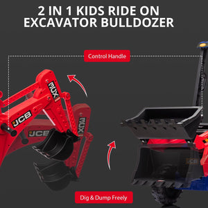 12V Kids Ride-On Excavator and Bulldozer with Remote Control, Front Loader, Digger, and Horn Trend Times 2