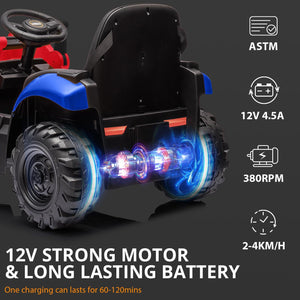 12V Kids Ride-On Excavator and Bulldozer with Remote Control, Front Loader, Digger, and Horn Trend Times 4