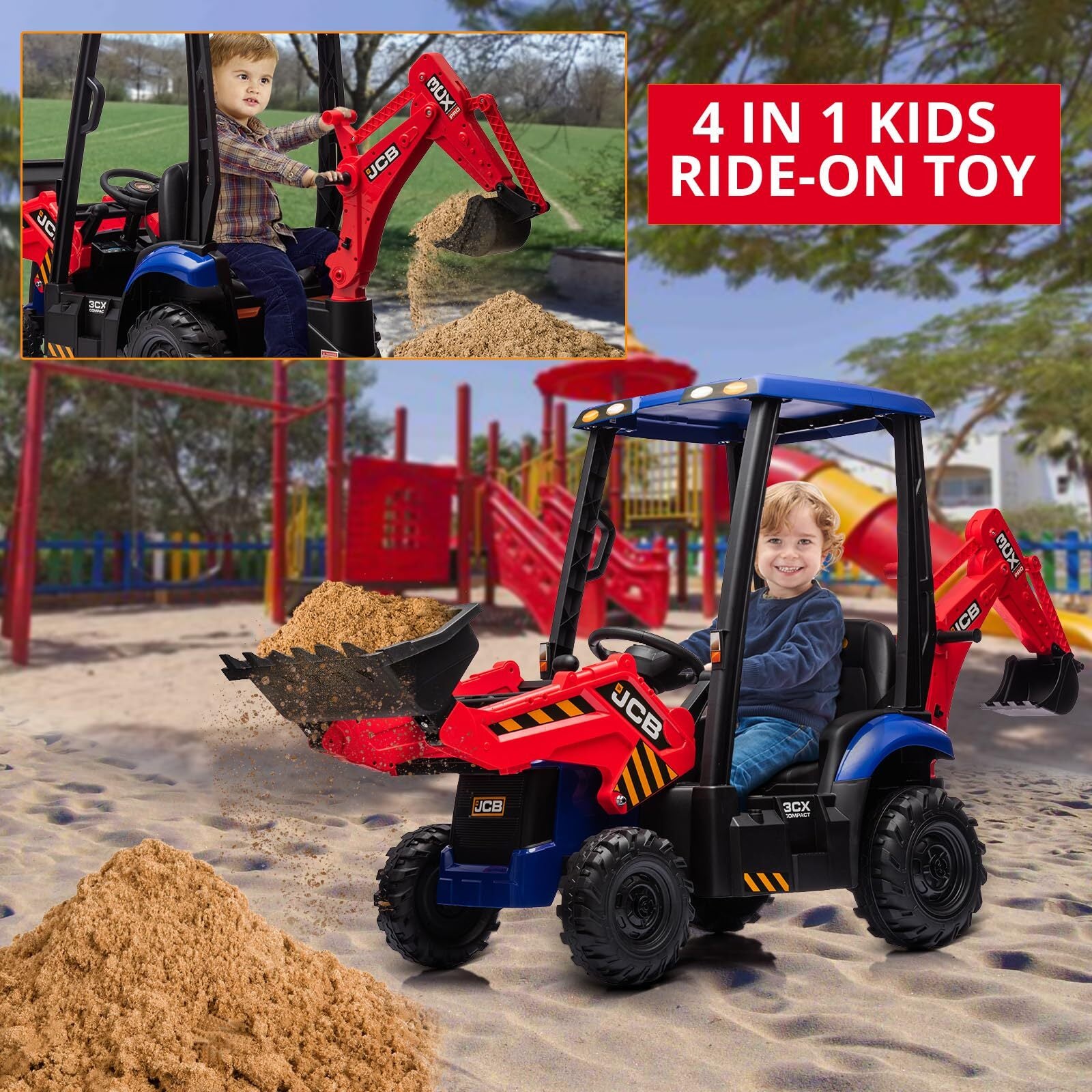 12V Kids Ride-On Excavator and Bulldozer with Remote Control, Front Loader, Digger, and Horn Trend Times 5