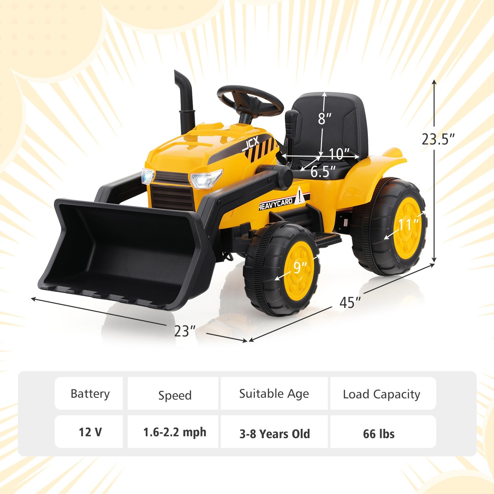 12V Kids Electric Ride-On RC Excavator Digger Bulldozer Tractor with Lights and Music Trend Times 1