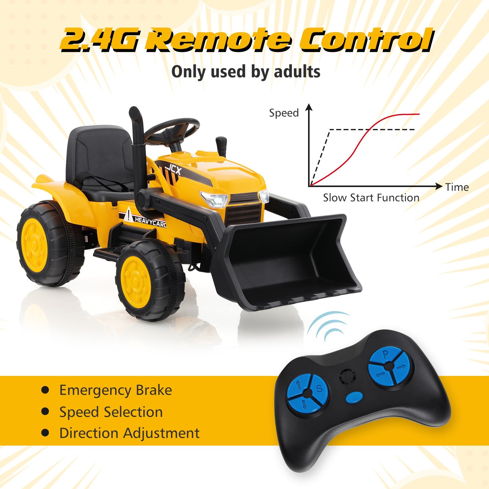 12V Kids Electric Ride-On RC Excavator Digger Bulldozer Tractor with Lights and Music Trend Times 6