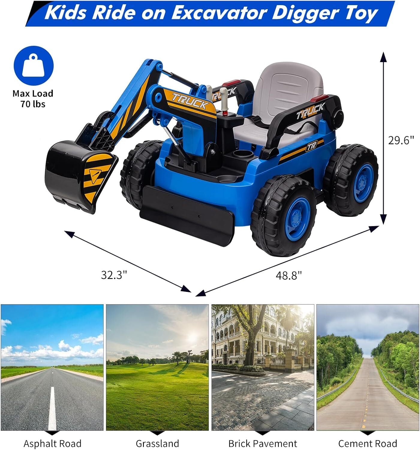 12V Kids Ride-On Excavator Truck with Remote Control and Electric Digging Arm Trend Times 12