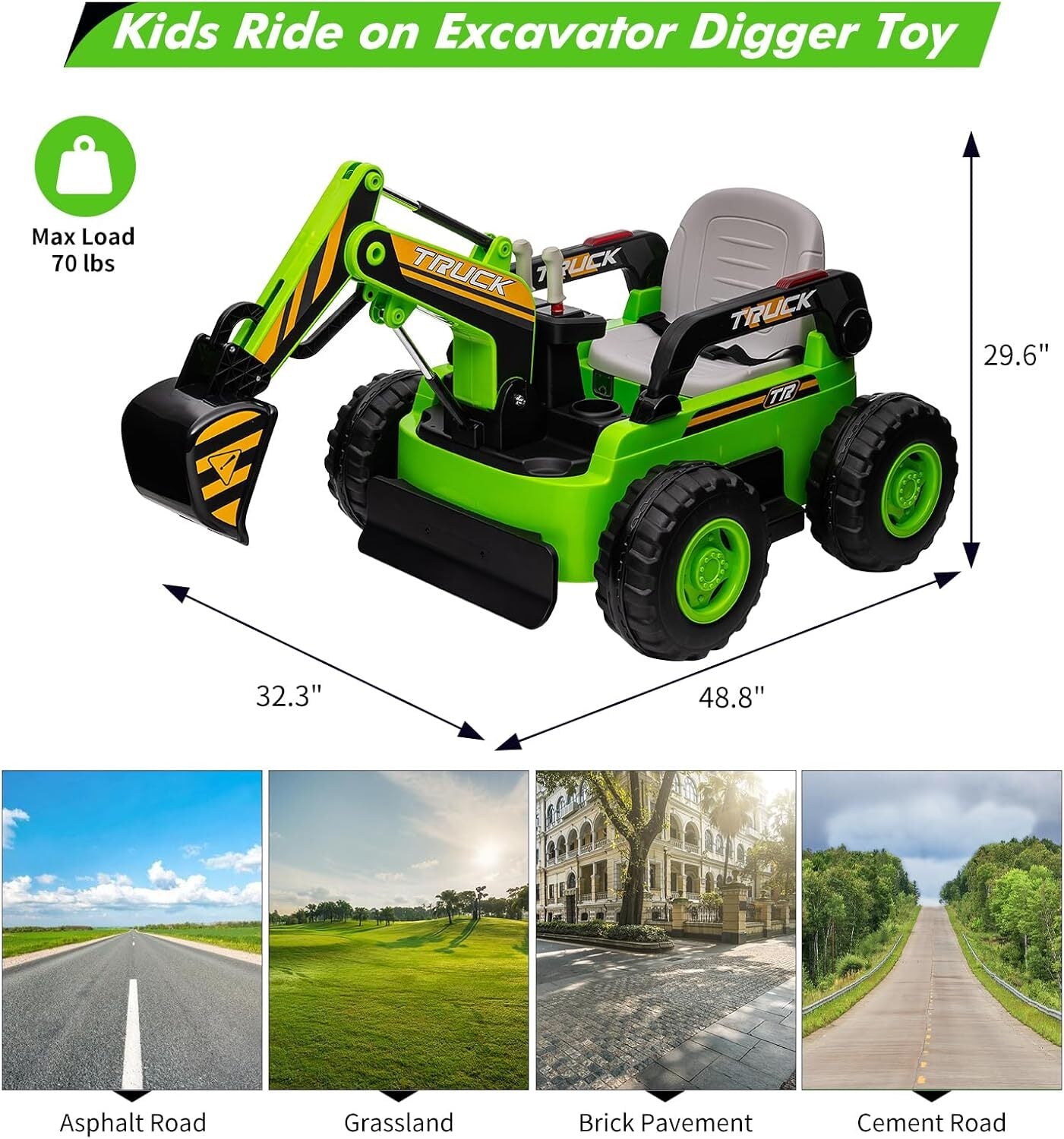 12V Kids Ride-On Excavator Truck with Remote Control and Electric Digging Arm Trend Times 18