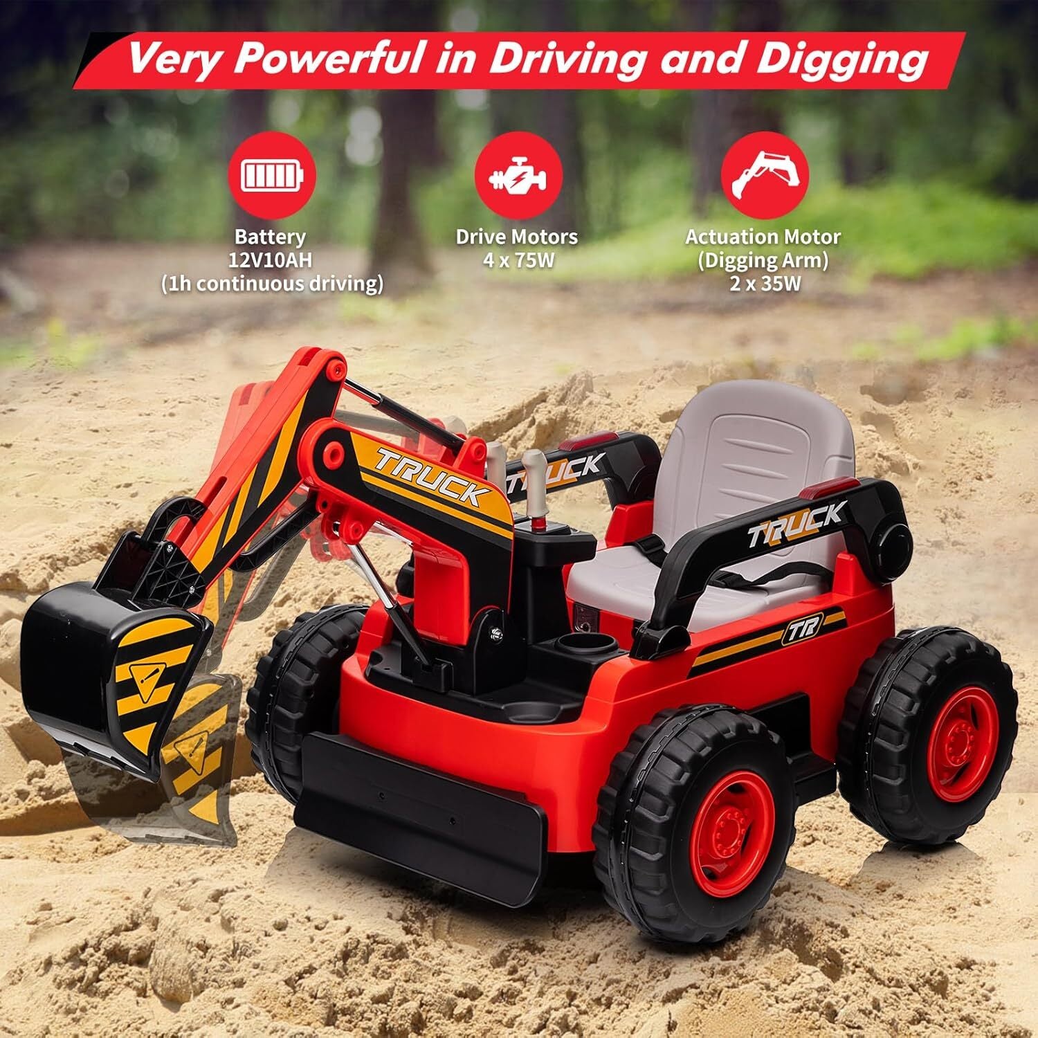 12V Kids Ride-On Excavator Truck with Remote Control and Electric Digging Arm Trend Times 21