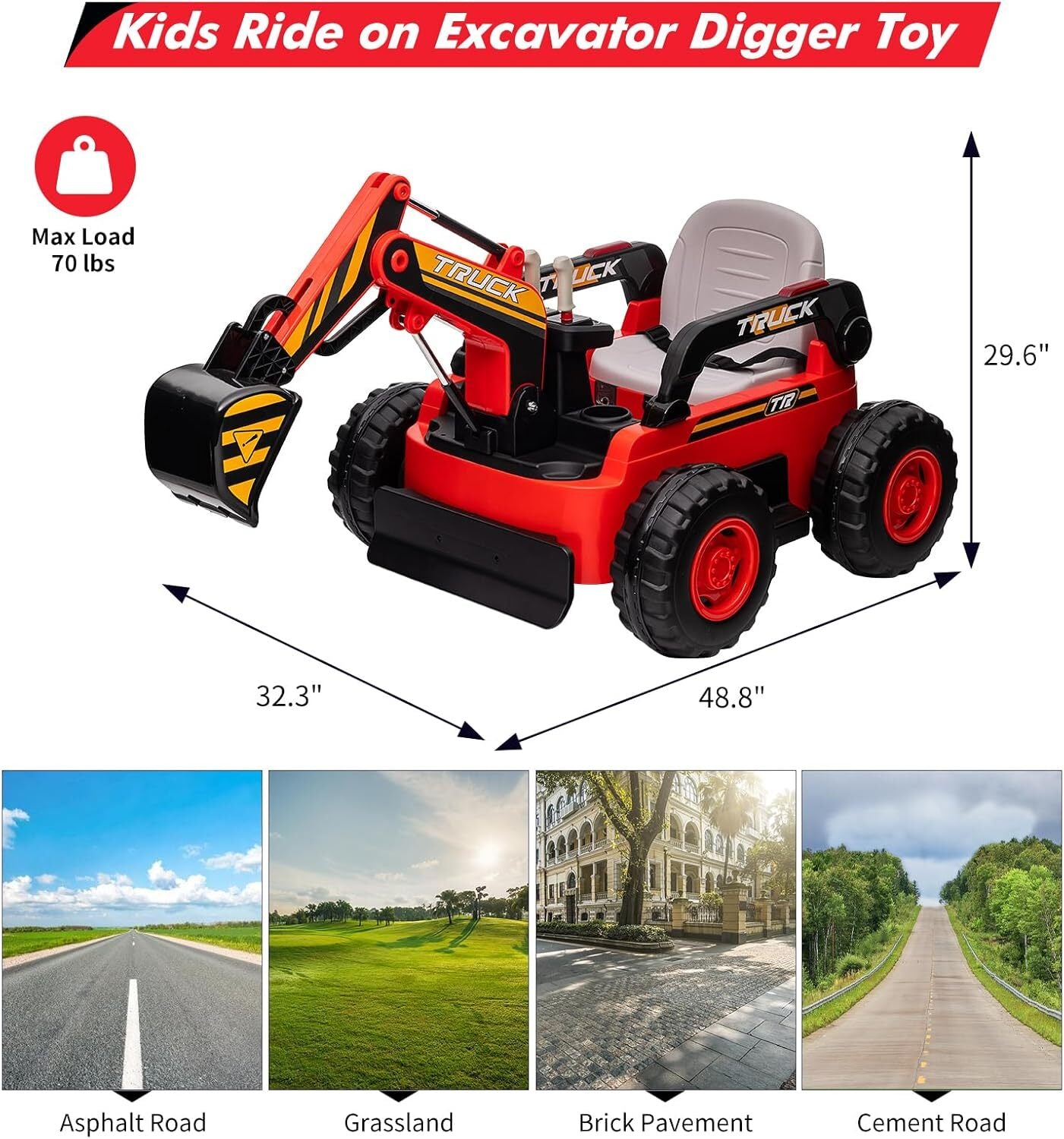 12V Kids Ride-On Excavator Truck with Remote Control and Electric Digging Arm Trend Times 23