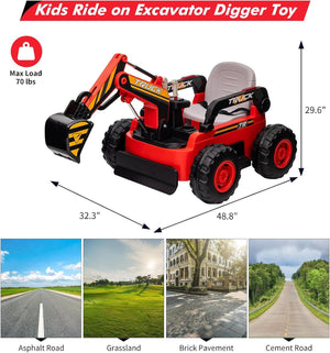 12V Kids Ride-On Excavator Truck with Remote Control and Electric Digging Arm Trend Times 23