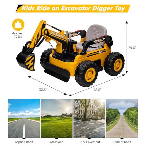 12V Kids Ride-On Excavator Truck with Remote Control and Electric Digging Arm Trend Times 3