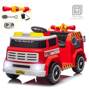 12V Kids Ride-On Firefighter Truck Toy with Fire Gun, Shovel, Loudspeaker, and Music Trend Times 0