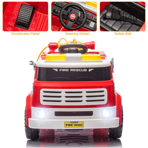12V Kids Ride-On Firefighter Truck Toy with Fire Gun, Shovel, Loudspeaker, and Music Trend Times 3