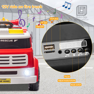 12V Kids Ride-On Firefighter Truck Toy with Fire Gun, Shovel, Loudspeaker, and Music Trend Times 5