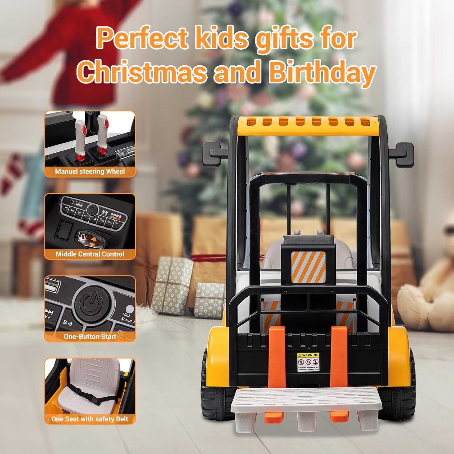 12V Kids Ride-On Forklift Battery Powered Toy with Liftable Fork and Pallet Trend Times 6