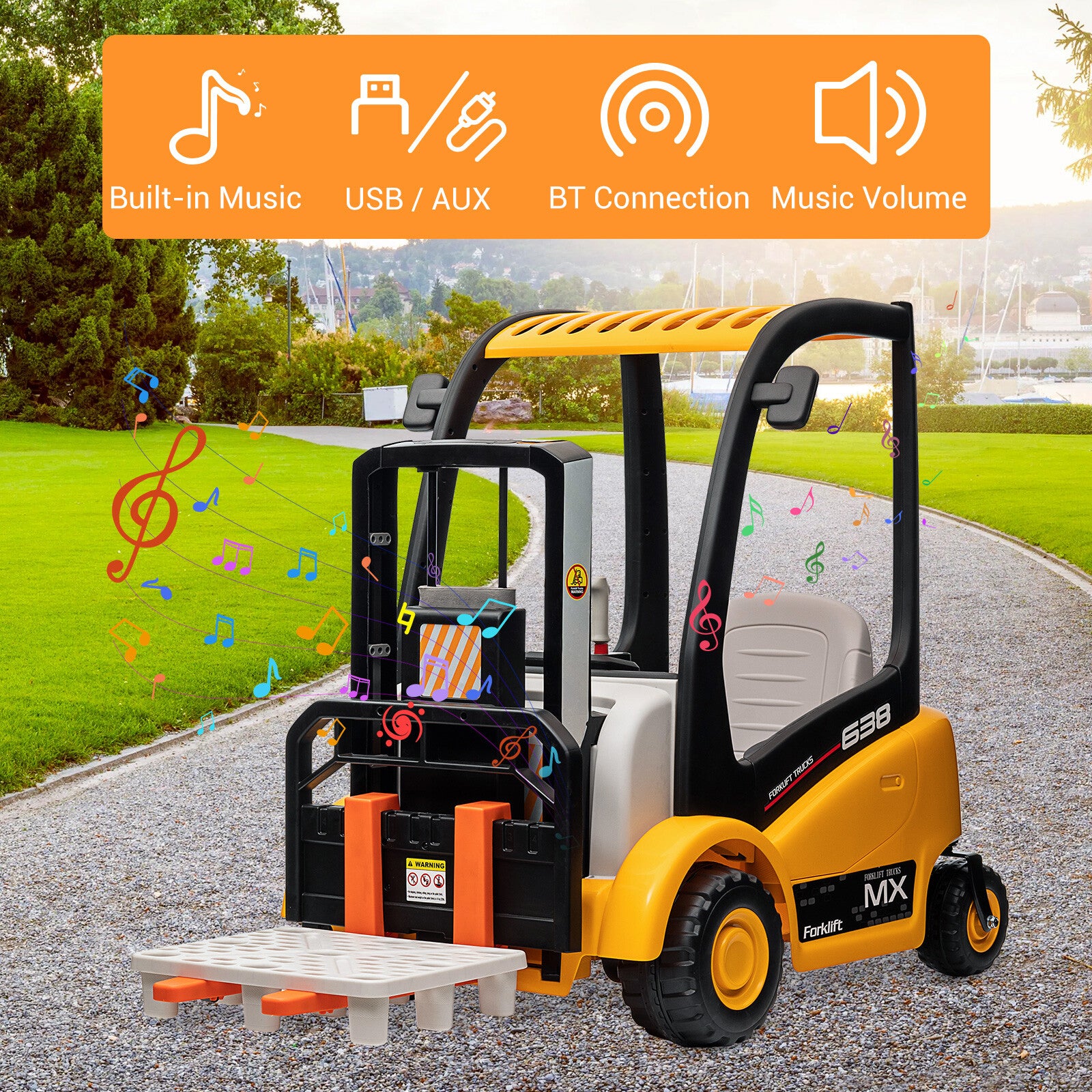 12V Battery-Powered Kids Ride-On Forklift Car with Remote and Liftable Top Fork Pallet Trend Times 3