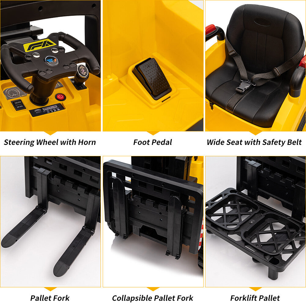 12V Electric Kids Ride-On Forklift Construction Toy Car with Remote Control Trend Times 5