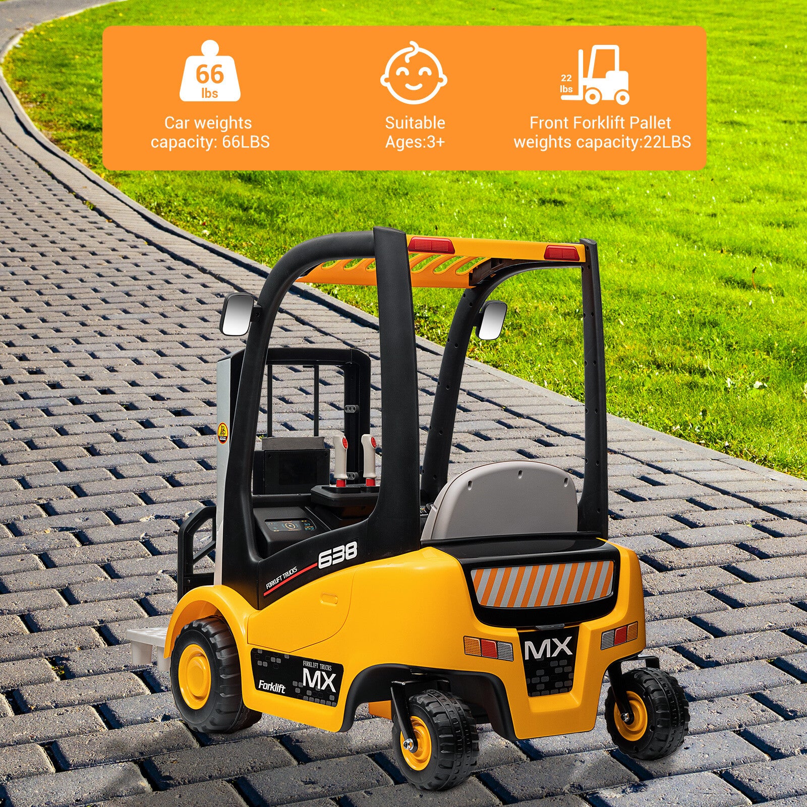 12V Kids Electric Ride-On Forklift with Liftable Fork and Tent Accessory Trend Times 2