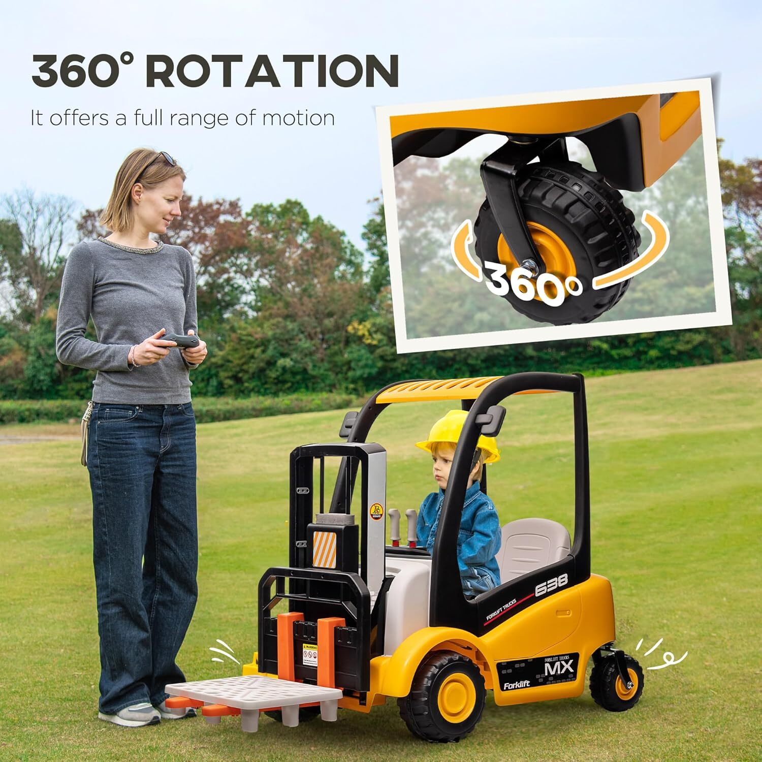 12V Kids Electric Ride-On Forklift with Liftable Fork and Tent Accessory Trend Times 8