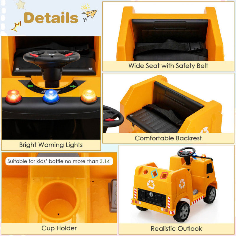 12V Kids Ride-On Garbage Truck with Warning Lights and 6 Recycling Accessories Trend Times 10