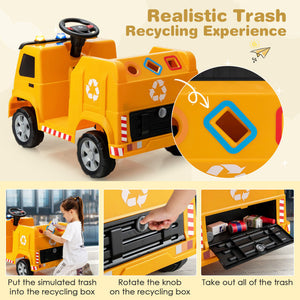 12V Kids Ride-On Garbage Truck with Warning Lights and 6 Recycling Accessories Trend Times 2