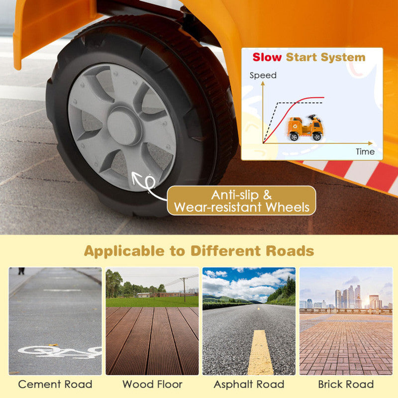 12V Kids Ride-On Garbage Truck with Warning Lights and 6 Recycling Accessories Trend Times 9