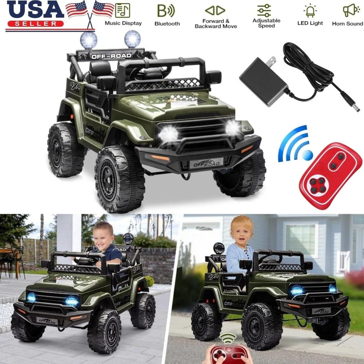 12V Rechargeable Kids Ride-On Jeep with 7AH Battery Powered Electric Truck Car Trend Times 1