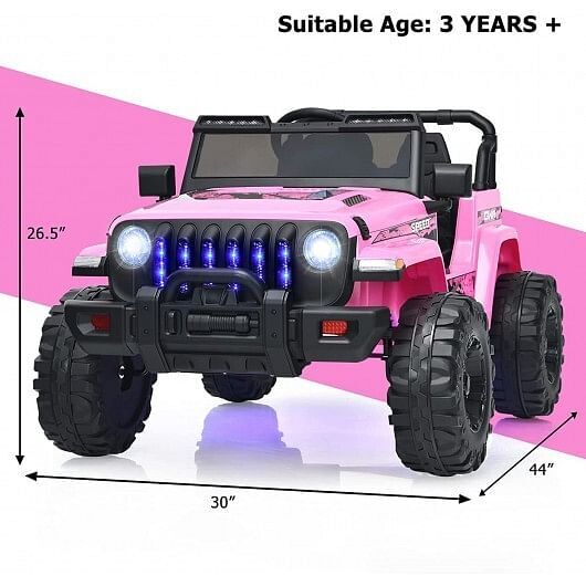 12V Pink Kids Ride-On Jeep Car with 2.4G Remote Control Trend Times 3