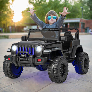 12V Kids Ride-On Jeep Car with 2.4G Remote Control Solid Black Trend Times 1