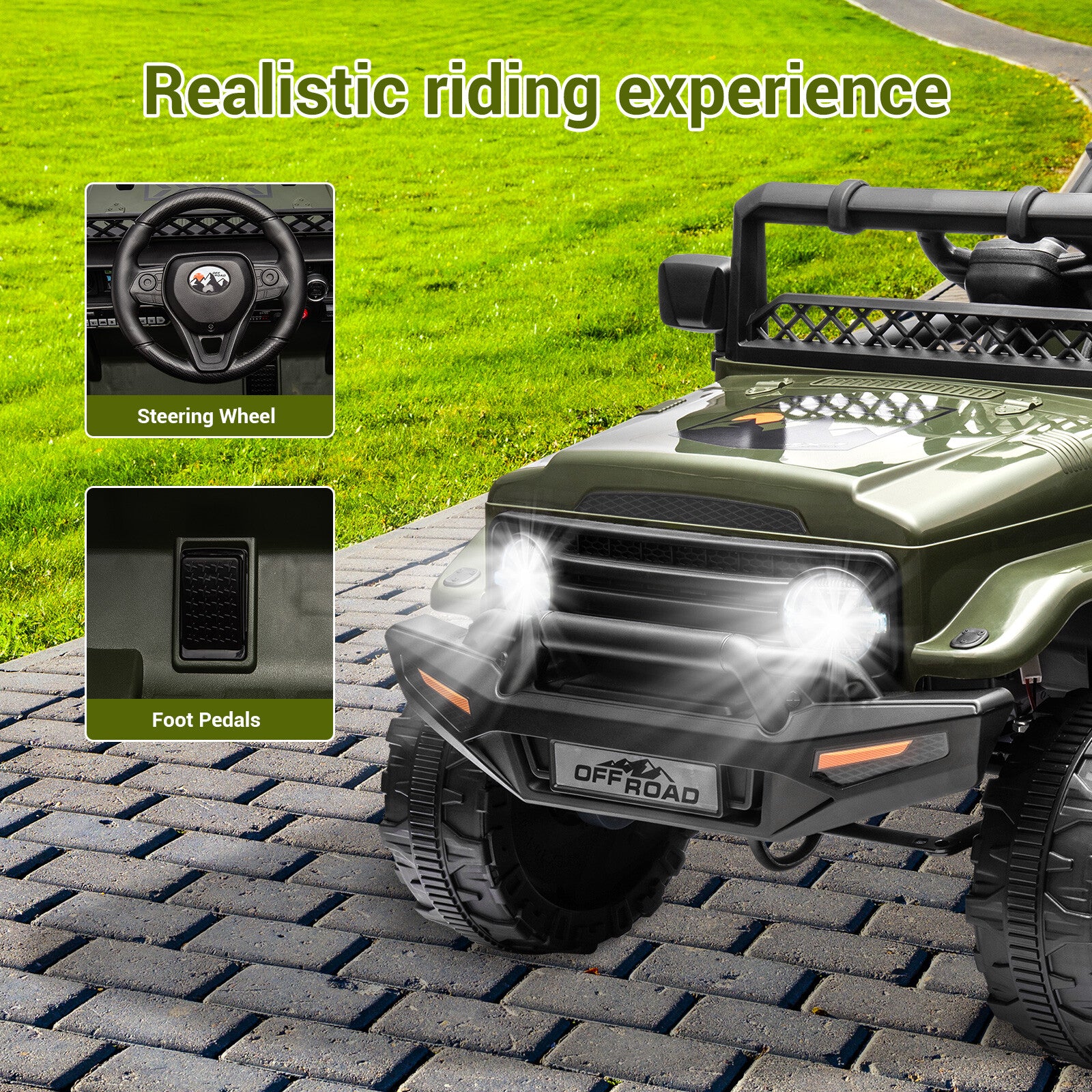 12V Kids 2-Seater Electric Ride-On Jeep Truck Car with 2-Way Remote Control and MP3 Player Trend Times 7