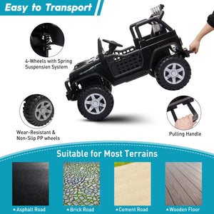 12V Electric Ride-On Jeep with Remote Control for Kids Ages 3-8 Black Trend Times 3