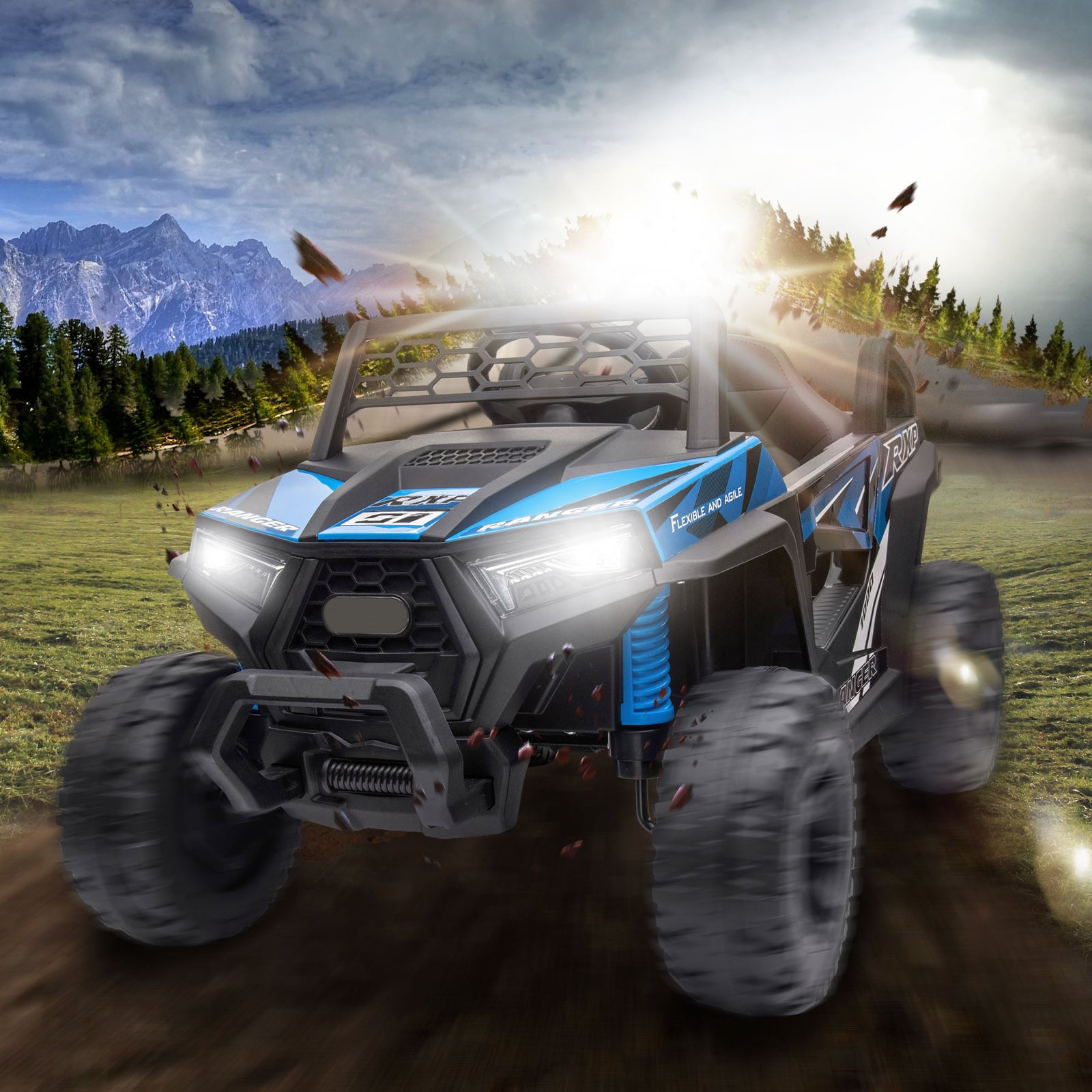 12V Kids Electric Ride-On Mini UTV Car with Front LED Lights and Horn, Single Seater Trend Times 11