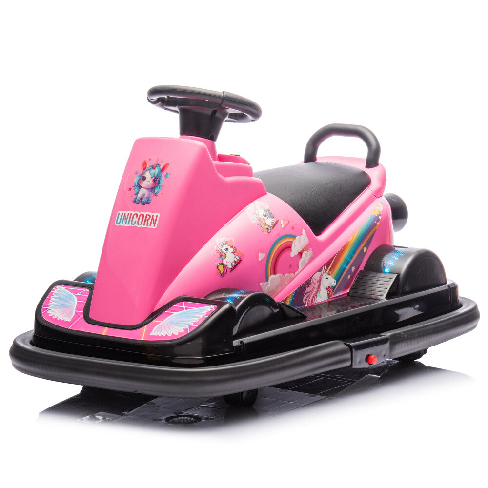 12V Kids Ride-On Motor Bumper Car with Integrated System, Four Wheels, and Waterfall Lights Trend Times 2