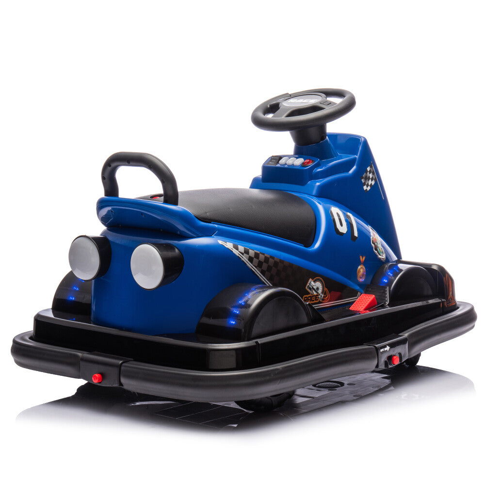 12V Kids Ride-On Motor Bumper Car with 360-Degree Rotation, Four Wheels, and Waterfall Lights Trend Times 12